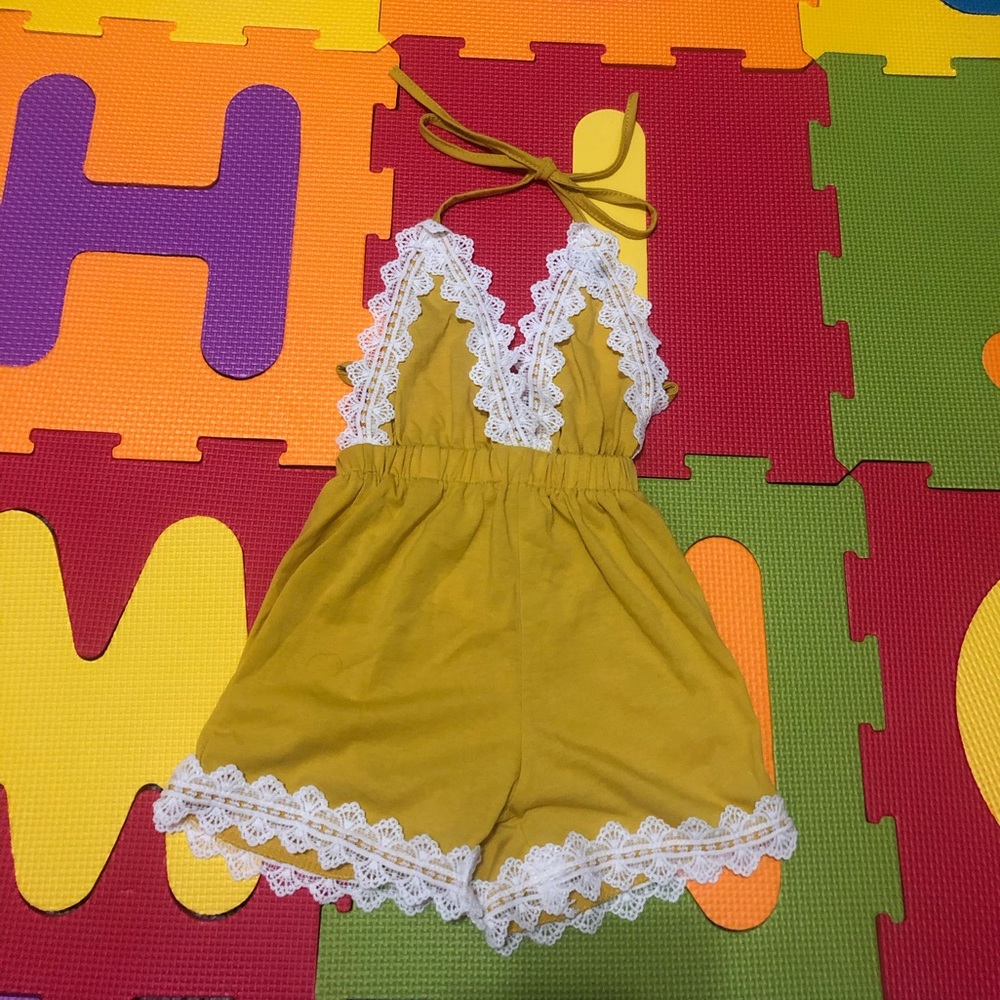 Yellow one piece baby girl outfit